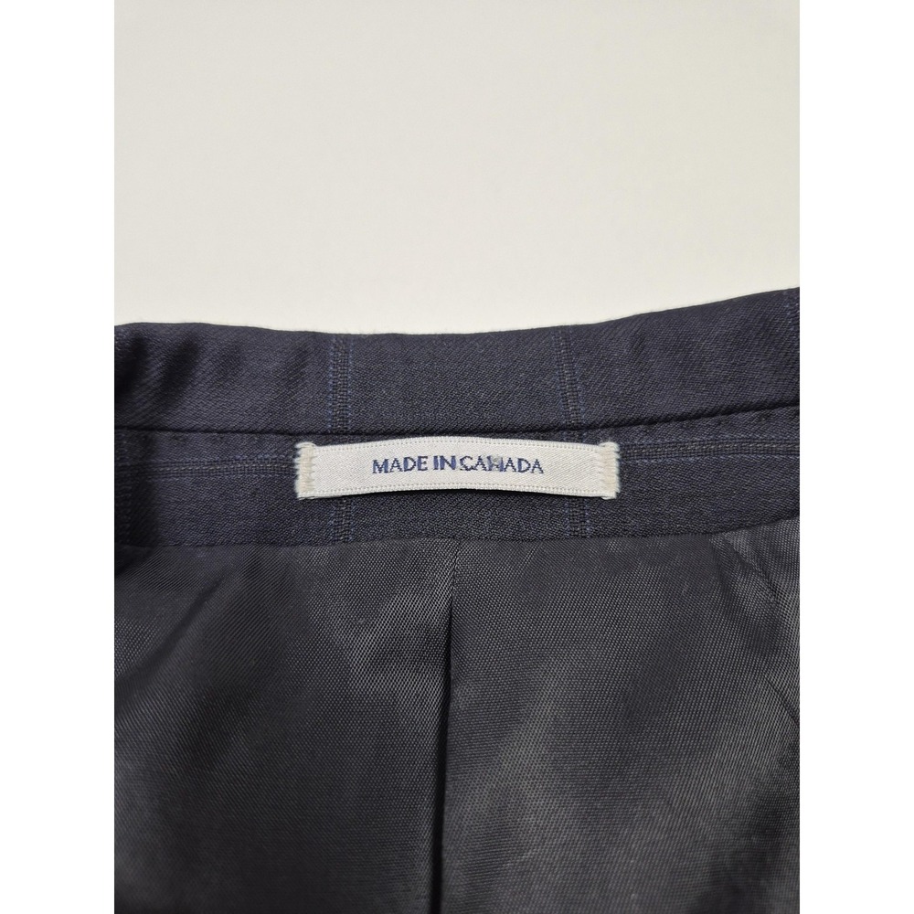 Peter Millar Blazer Mens 36S Blue 100% Wool Sport Coat Made In Canada Windowpane - Picture 3 of 14